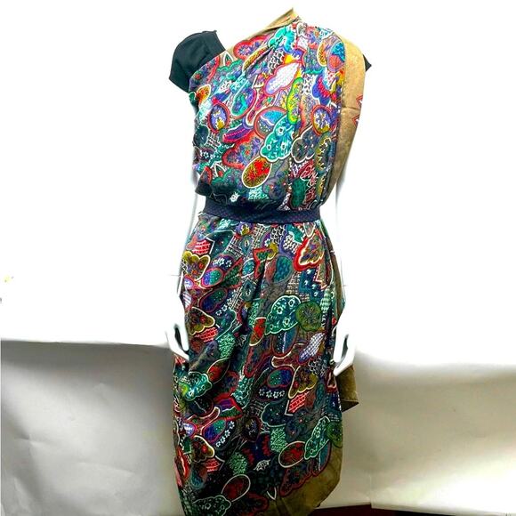 BOTEGA VENETA ENORMOUS 51” x 51”gorgeous silk Wrap/Cape/Sarong textured … - Picture 8 of 13